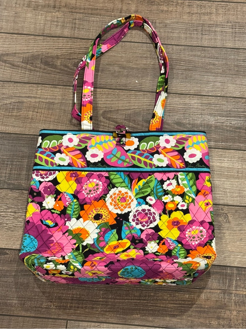 Vera Bradley Quilted Tote Bag Va Va Bloom Floral Print Multicolor Shoulder Bag